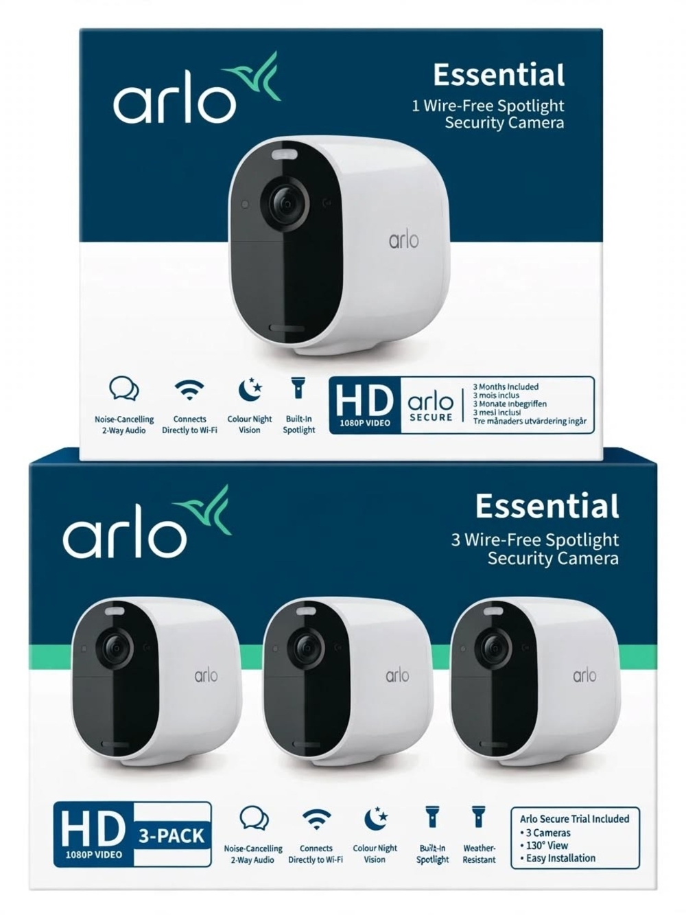Essential Wire-Free Spotlight Security Camera (White) - 4-Pack